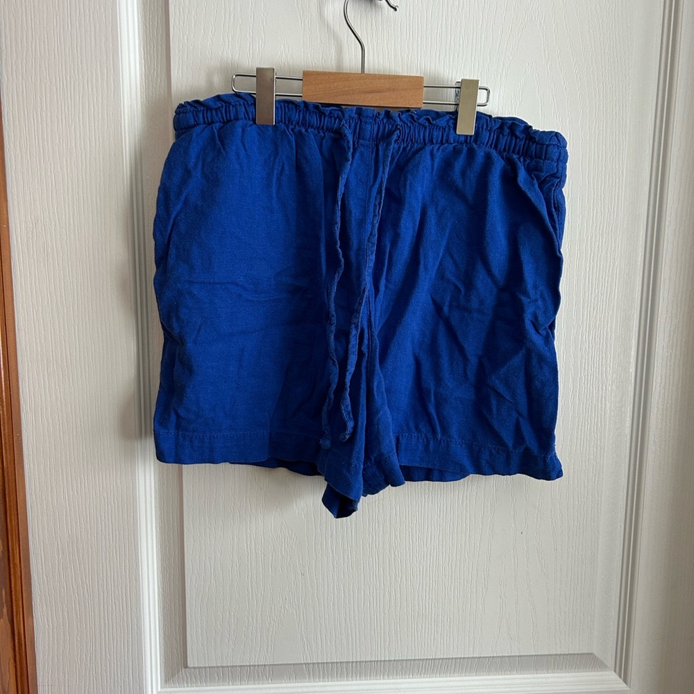 H&M Royal Blue Casual Linen-Like Shorts